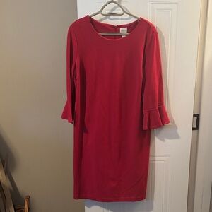 Chicos Red Dress with Flared Sleeves